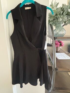 Altar'd State Black Sleeveless Wrap Mini Dress